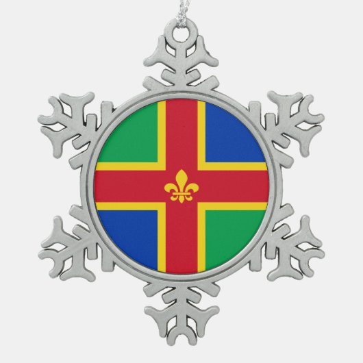 Vlag van Lincolnshire Tin Sneeuwvlok Ornament (Voorkant)