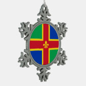 Vlag van Lincolnshire Tin Sneeuwvlok Ornament (Links)