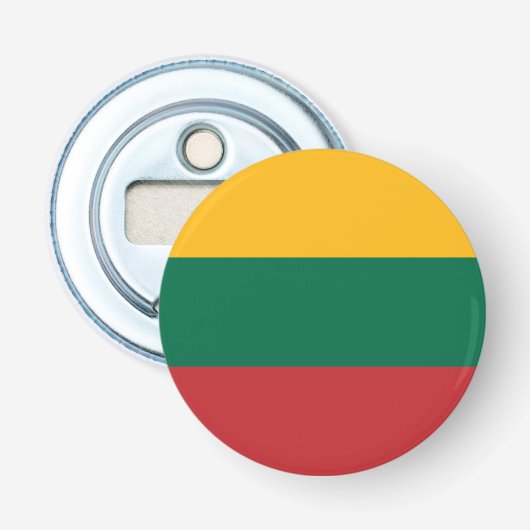Vlag van Litouwen Button Flesopener (Voorkant)