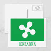 vlag van Lombardia met naam Briefkaart (Voorkant / Achterkant)