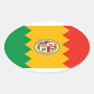 Vlag van Los Angeles, Californië Ovale Sticker