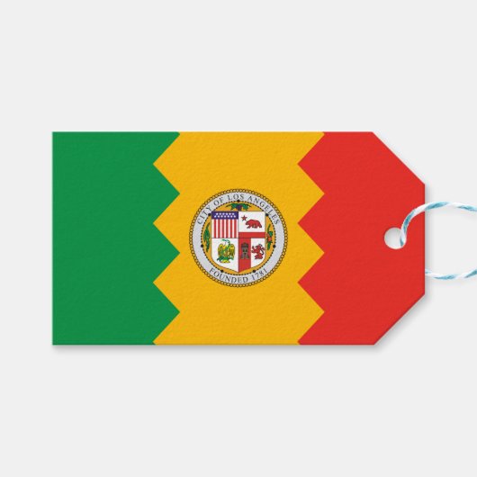 Vlag van Los Angeles (Californië, Verenigde Staten Cadeaulabel (Voorkant (Horizontaal))