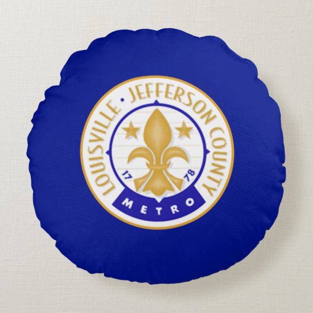 vlag van Louisville (Kentucky) Rond Kussen (Voorkant)