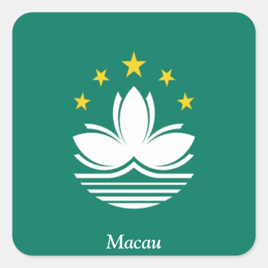 Vlag van Macau Vierkante Sticker (Voorkant)