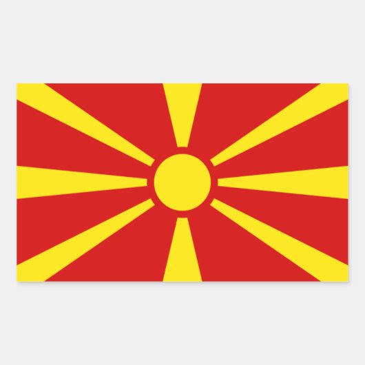 Vlag van Macedonië Rechthoekige Sticker (Voorkant)