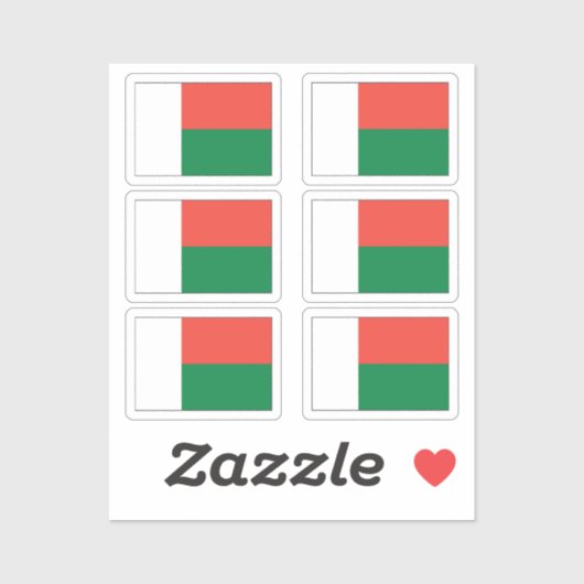 Vlag van Madagaskar Collectie pack van 6 Sticker (Vel)