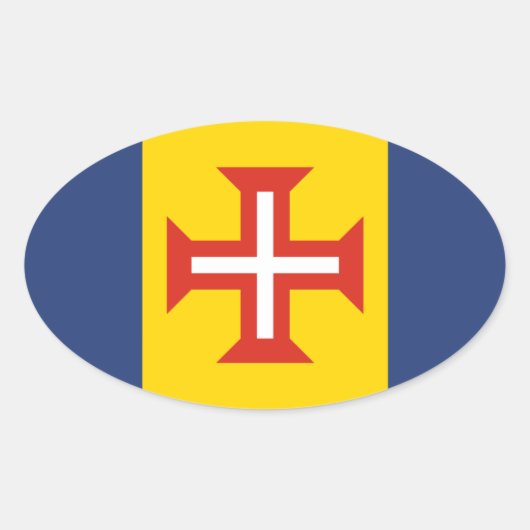 Vlag van Madeira, Portugal Ovale Sticker (Voorkant)