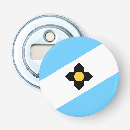 Vlag van Madison, opening voor fles Wisconsin Button Flesopener (Voorkant)