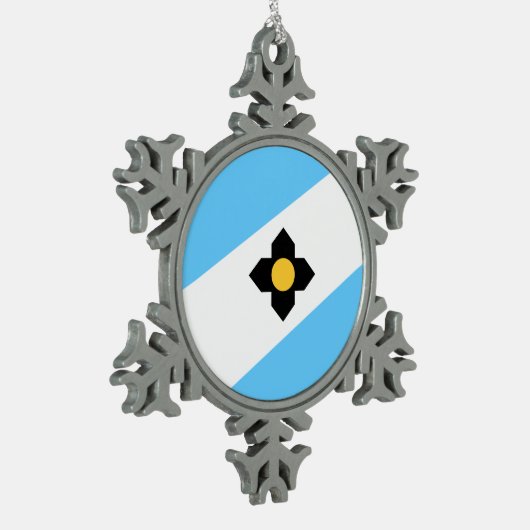 Vlag van Madison, Wisconsin Snowflake Pewter Chris Tin Sneeuwvlok Ornament (Links)