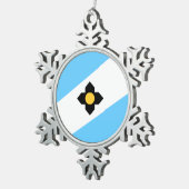 Vlag van Madison, Wisconsin Snowflake Pewter Chris Tin Sneeuwvlok Ornament (Rechts)