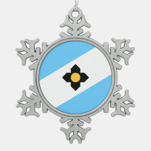 Vlag van Madison, Wisconsin Snowflake Pewter Chris Tin Sneeuwvlok Ornament