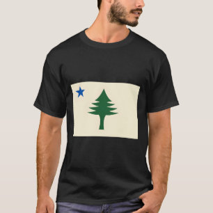 Vlag van Maine 1901 Maine Staatsvlag E Boom Staat T-shirt