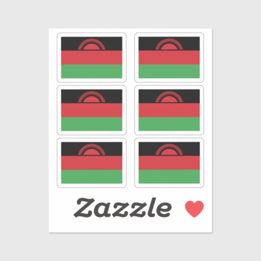 Vlag van Malawi Collectie pack van 6 Sticker (Vel)