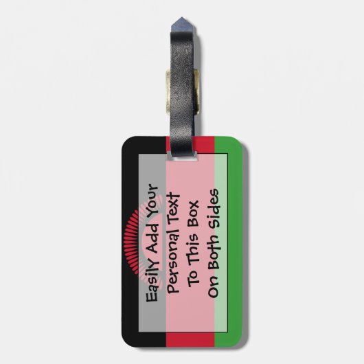Vlag van Malawi Easy ID Personal Bagagelabel (Achterkant verticaal)