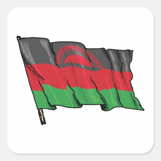 vlag van Malawi Vierkante Sticker (Voorkant)