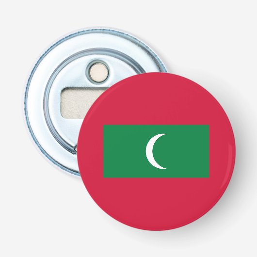 Vlag van Maldiven Button Flesopener (Voorkant)