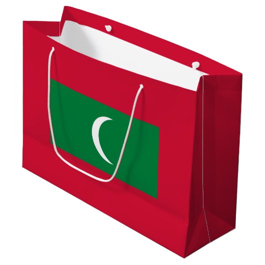 Vlag van Malediven Groot Cadeauzakje (Voorkant Gekanteld)