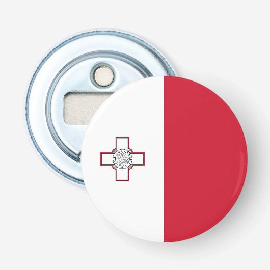 Vlag van Malta Button Flesopener (Voorkant)