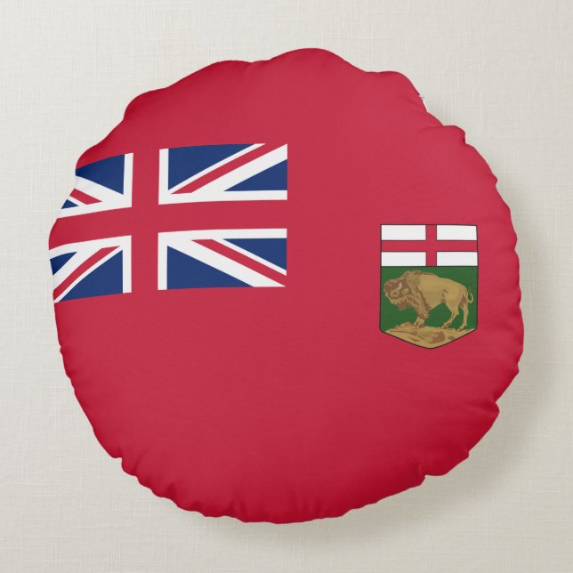 Vlag van Manitoba Rond Kussen (Achterkant)