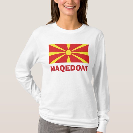Vlag van Maqedoni Long Sleeve T-Shirt (Voorkant)