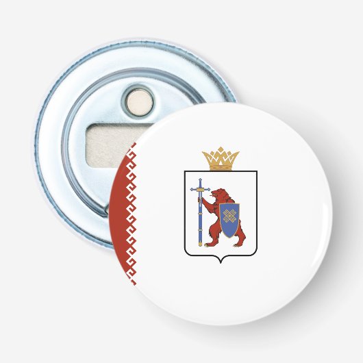 Vlag van Mari El Button Flesopener (Voorkant)