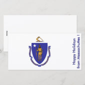 Vlag van Massachusetts, Prettige Feestdagen vanuit Feestdagenkaart (Voorkant / Achterkant)