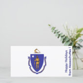 Vlag van Massachusetts, Prettige Feestdagen vanuit Feestdagenkaart (Staand voorkant)