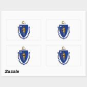 Vlag van Massachusetts Rechthoekige Sticker (Vel)