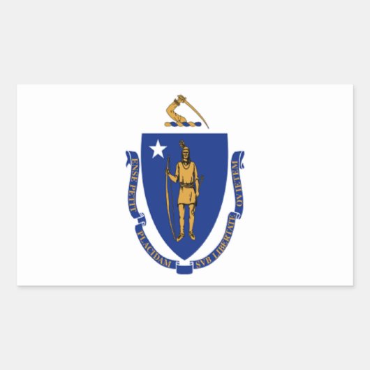 Vlag van Massachusetts Rechthoekige Sticker (Voorkant)