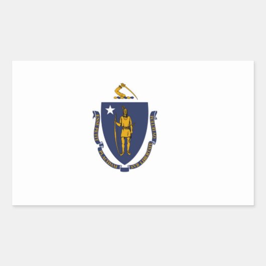 vlag van Massachusetts Rechthoekige Sticker (Voorkant)