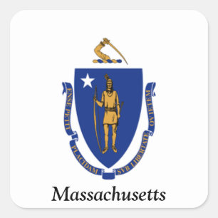 Vlag van Massachusetts Vierkante Sticker