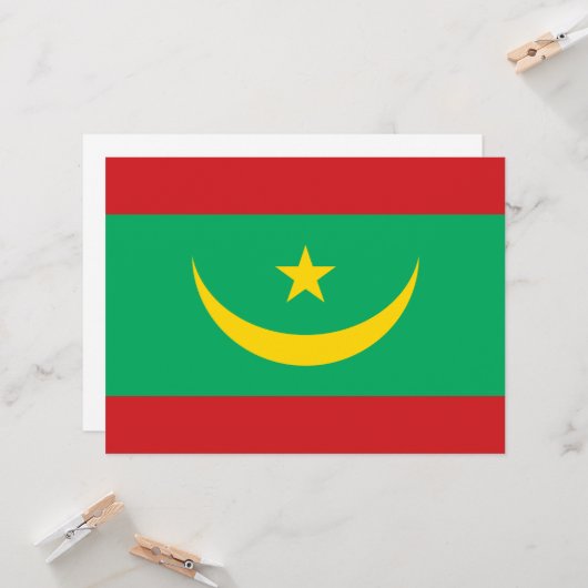 Vlag van Mauritanië Kaart (Voorkant / Achterkant in situ)