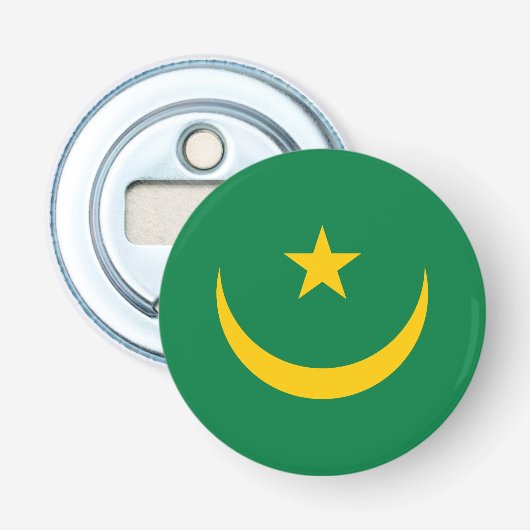 Vlag van Mauritanië oud Button Flesopener (Voorkant)