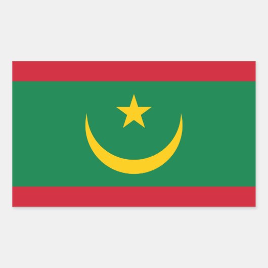 Vlag van Mauritanië Rechthoekige Sticker (Voorkant)
