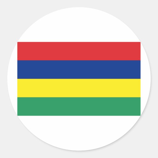 Vlag van Mauritius Ronde Sticker (Voorkant)
