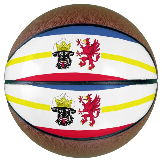 Vlag van Mecklenburg-Western Pommeren Basketball Basketbal (Voorkant)