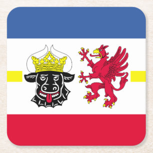 Vlag van Mecklenburg-Western pommeren Square Paper Kartonnen Onderzetters