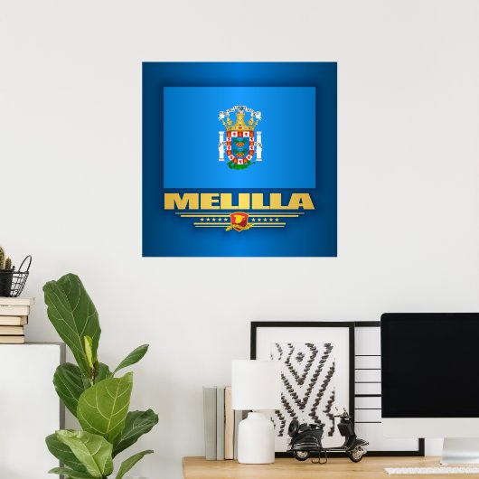 Vlag van Melilla Poster (Thuiskantoor)