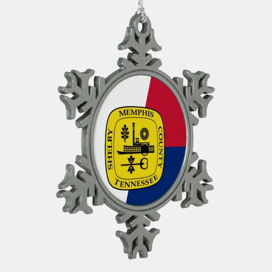 Vlag van Memphis, Tennessee Snowflake Pewter Chris Tin Sneeuwvlok Ornament (Links)