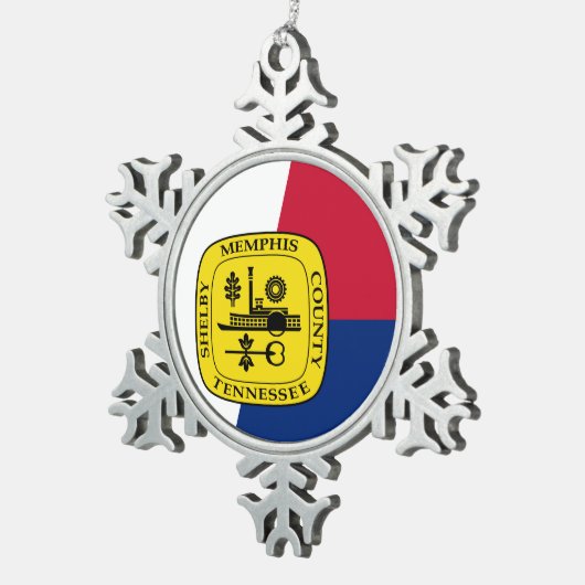 Vlag van Memphis, Tennessee Snowflake Pewter Chris Tin Sneeuwvlok Ornament (Rechts)