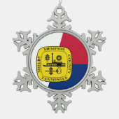 Vlag van Memphis, Tennessee Snowflake Pewter Chris Tin Sneeuwvlok Ornament (Voorkant)