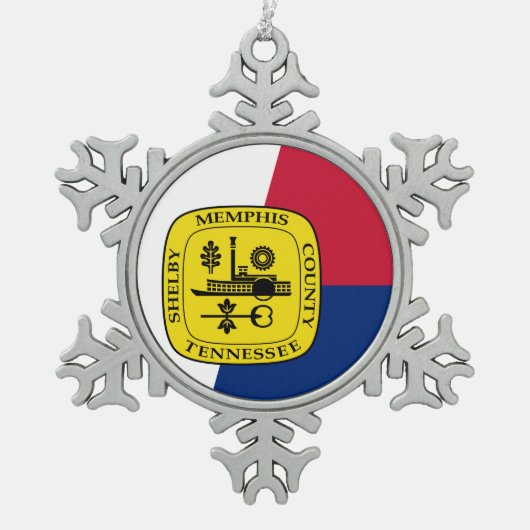 Vlag van Memphis, Tennessee Snowflake Pewter Chris Tin Sneeuwvlok Ornament (Voorkant)