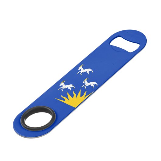 Vlag van Merionethshire Bar Key Speed Flessenopener (Voorkant Gekanteld)