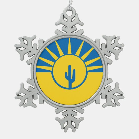 Vlag van Mesa, Arizona Snowflake Pewter Kerstmis O Tin Sneeuwvlok Ornament (Voorkant)
