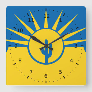 Vlag van Mesa, Arizona Square Wall Clock Vierkante Klok
