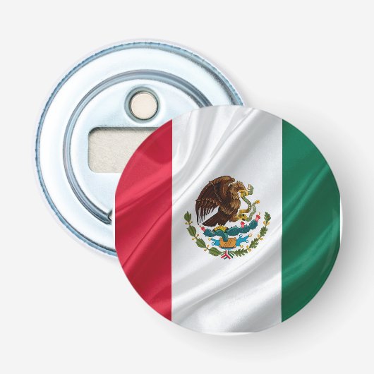 Vlag van Mexico Button Flesopener (Voorkant)