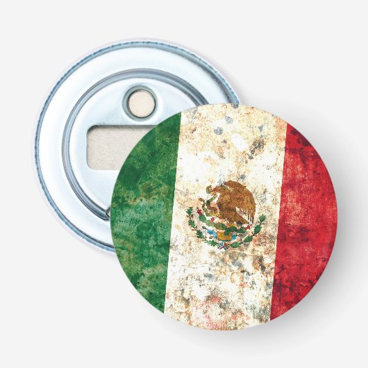 Vlag van Mexico Button Flesopener (Voorkant)