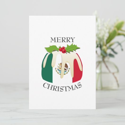 VLAG VAN MEXICO | Feestelijke pruimenpudding | Ker Feestdagenkaart (Staand voorkant)
