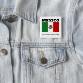 Vlag van Mexico, gelabeld Vierkante Button 5,1 Cm (In situ)