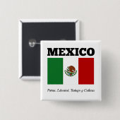 Vlag van Mexico, gelabeld Vierkante Button 5,1 Cm (Voorkant /achterkant)